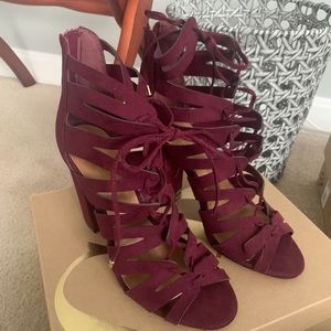 Maroon lace up heels